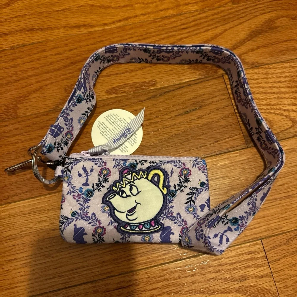 Vera Bradley Disney Beauty & the Beast Mrs. Potts Zip ID Wide Lanyard NWT - Picture 2 of 7
